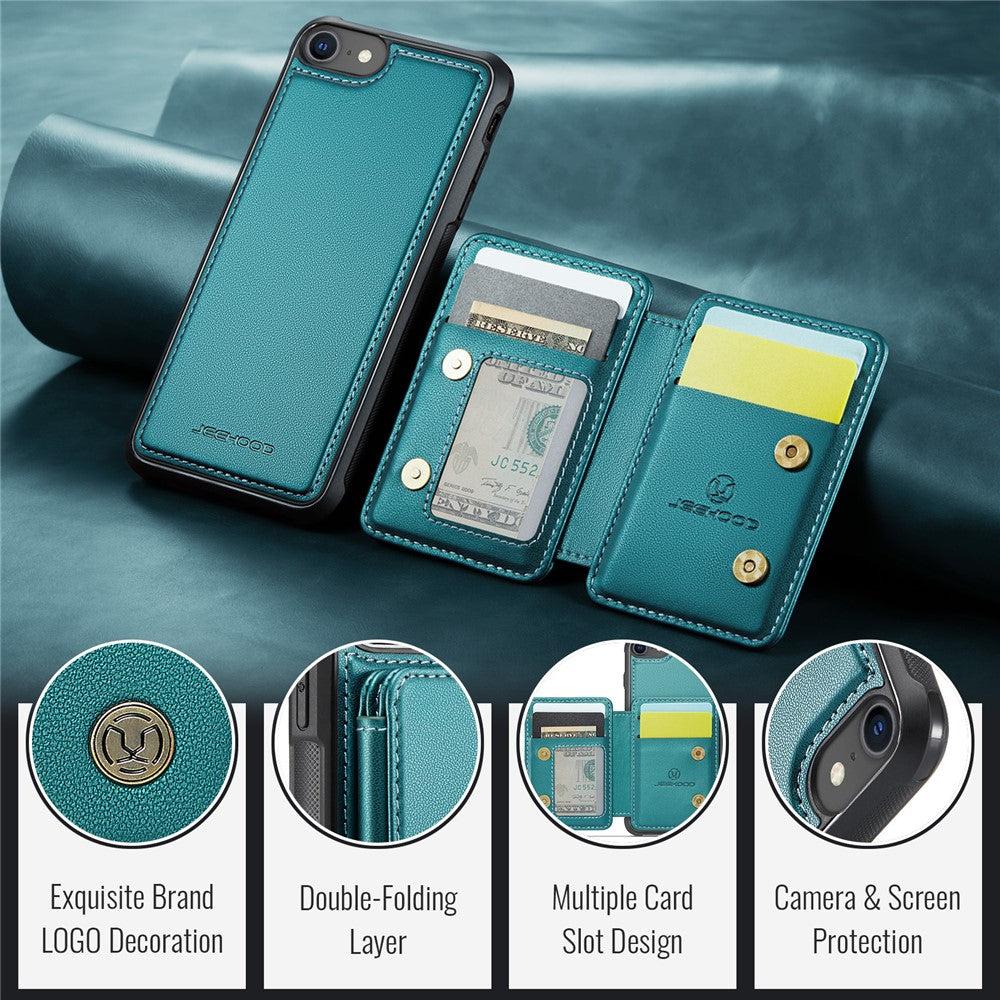 JEEHOOD J05 til iPhone SE (2022) / SE (2020) / 8 / 7 / 6s / 6 cover læder mobilcover med aftagelig magnetisk korttaske