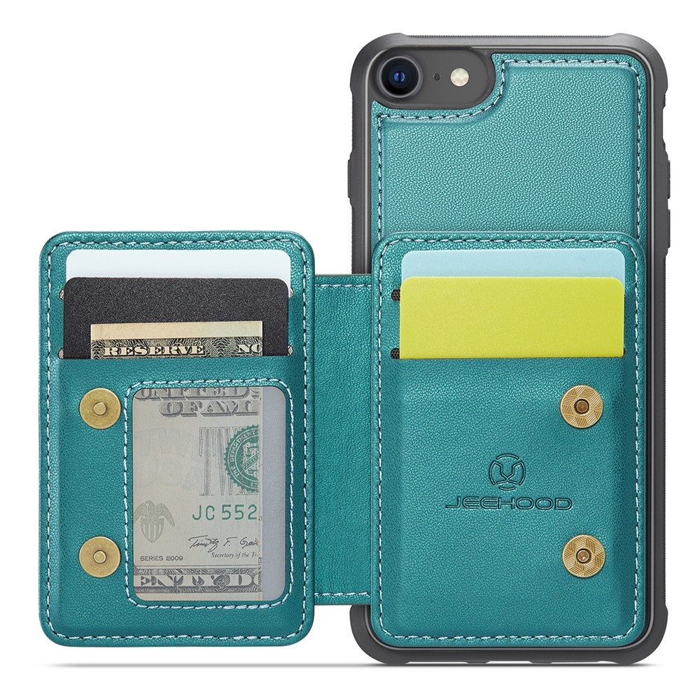 JEEHOOD J05 til iPhone SE (2022) / SE (2020) / 8 / 7 / 6s / 6 cover læder mobilcover med aftagelig magnetisk korttaske