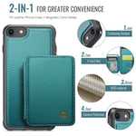 JEEHOOD J05 til iPhone SE (2022) / SE (2020) / 8 / 7 / 6s / 6 cover læder mobilcover med aftagelig magnetisk korttaske