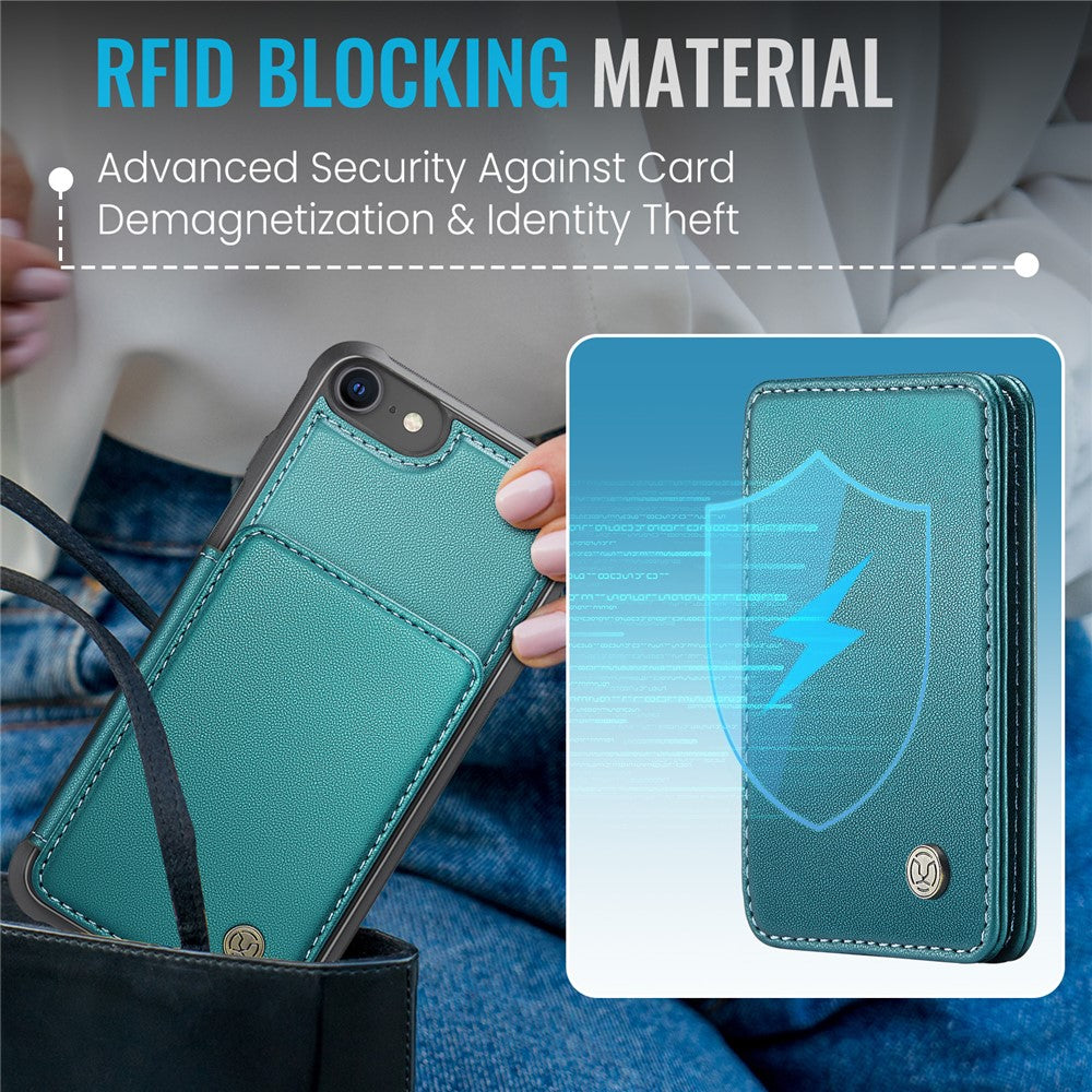JEEHOOD J05 til iPhone SE (2022) / SE (2020) / 8 / 7 / 6s / 6 cover læder mobilcover med aftagelig magnetisk korttaske