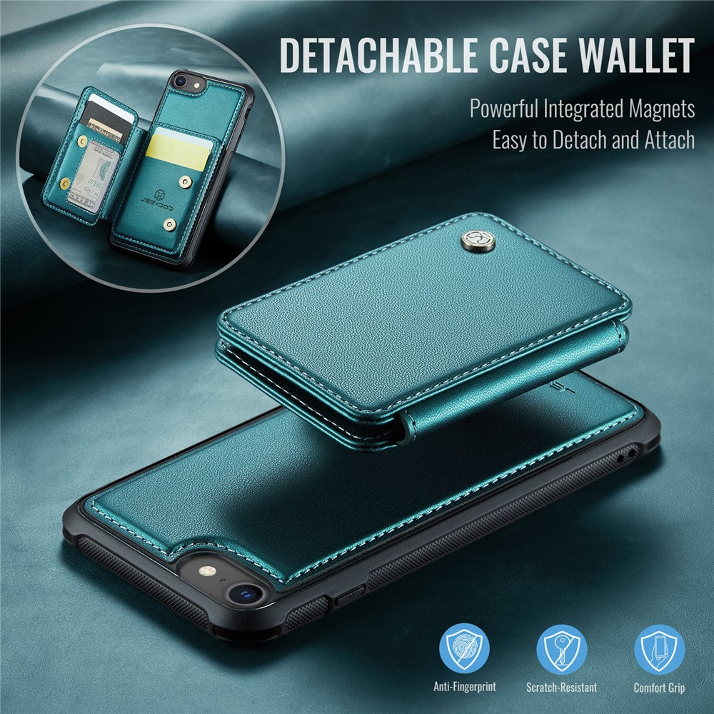JEEHOOD J05 til iPhone SE (2022) / SE (2020) / 8 / 7 / 6s / 6 cover læder mobilcover med aftagelig magnetisk korttaske