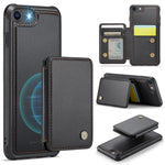 JEEHOOD J05 til iPhone SE (2022) / SE (2020) / 8 / 7 / 6s / 6 cover læder mobilcover med aftagelig magnetisk korttaske