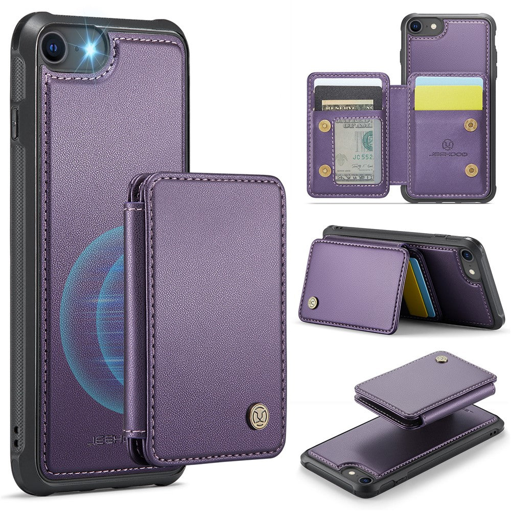 JEEHOOD J05 til iPhone SE (2022) / SE (2020) / 8 / 7 / 6s / 6 cover læder mobilcover med aftagelig magnetisk korttaske