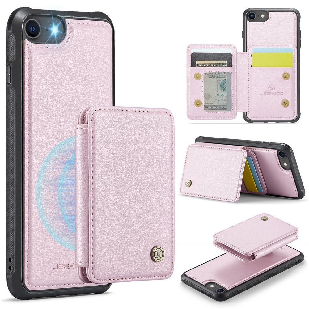 JEEHOOD J05 til iPhone SE (2022) / SE (2020) / 8 / 7 / 6s / 6 cover læder mobilcover med aftagelig magnetisk korttaske