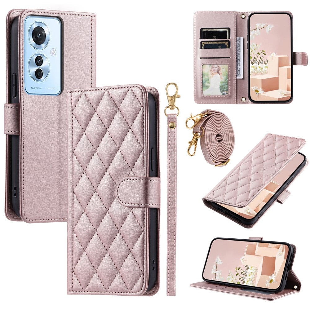 Oppo F25 Pro 5G / Reno11 F 5G Plånboksfodral Rhombus Grid PU-lädermobilfodral