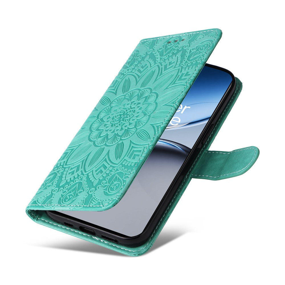 OnePlus Nord 4-skal med solrosmotiv i läder, plånbok och mobilfodral
