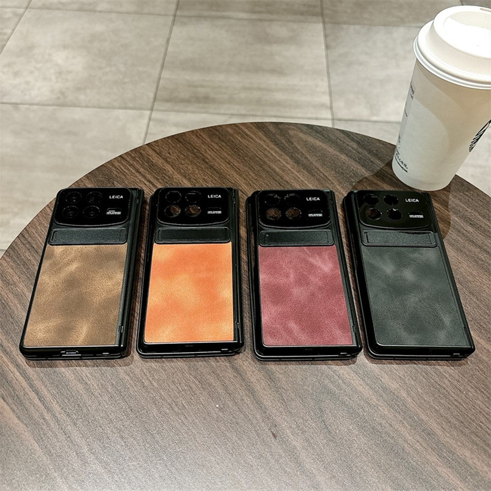 Xiaomi Mix Fold 4 5G-skal i läder + PC-stativ, mobilskal