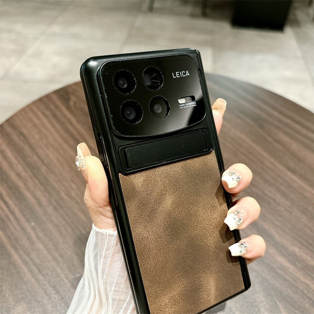 Xiaomi Mix Fold 4 5G-skal i läder + PC-stativ, mobilskal