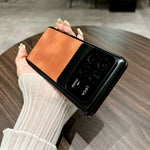 Xiaomi Mix Fold 4 5G-skal i läder + PC-stativ, mobilskal
