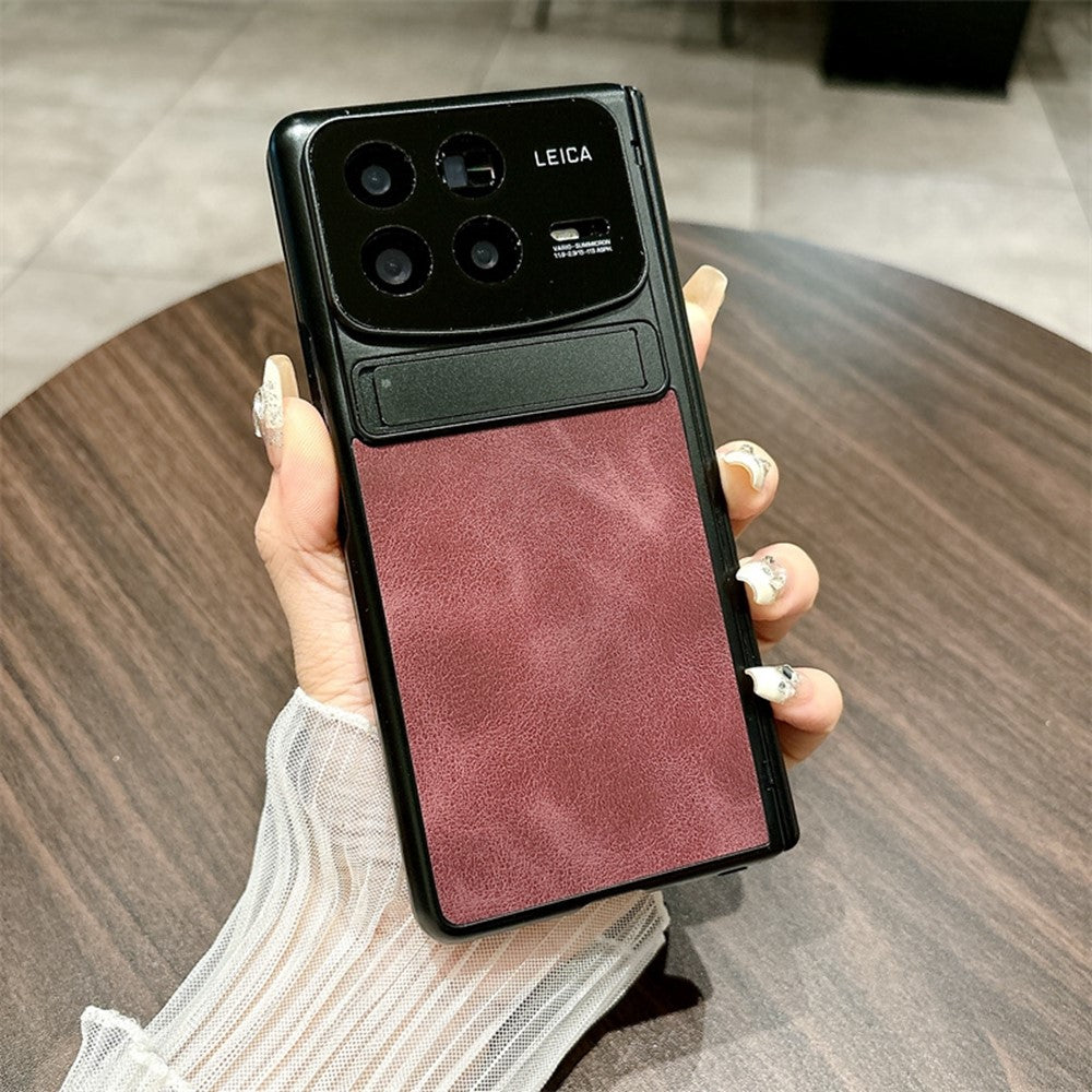 Xiaomi Mix Fold 4 5G-skal i läder + PC-stativ, mobilskal