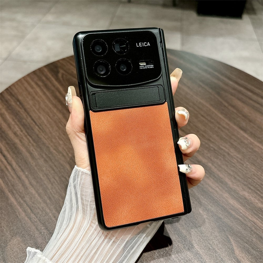 Xiaomi Mix Fold 4 5G-skal i läder + PC-stativ, mobilskal