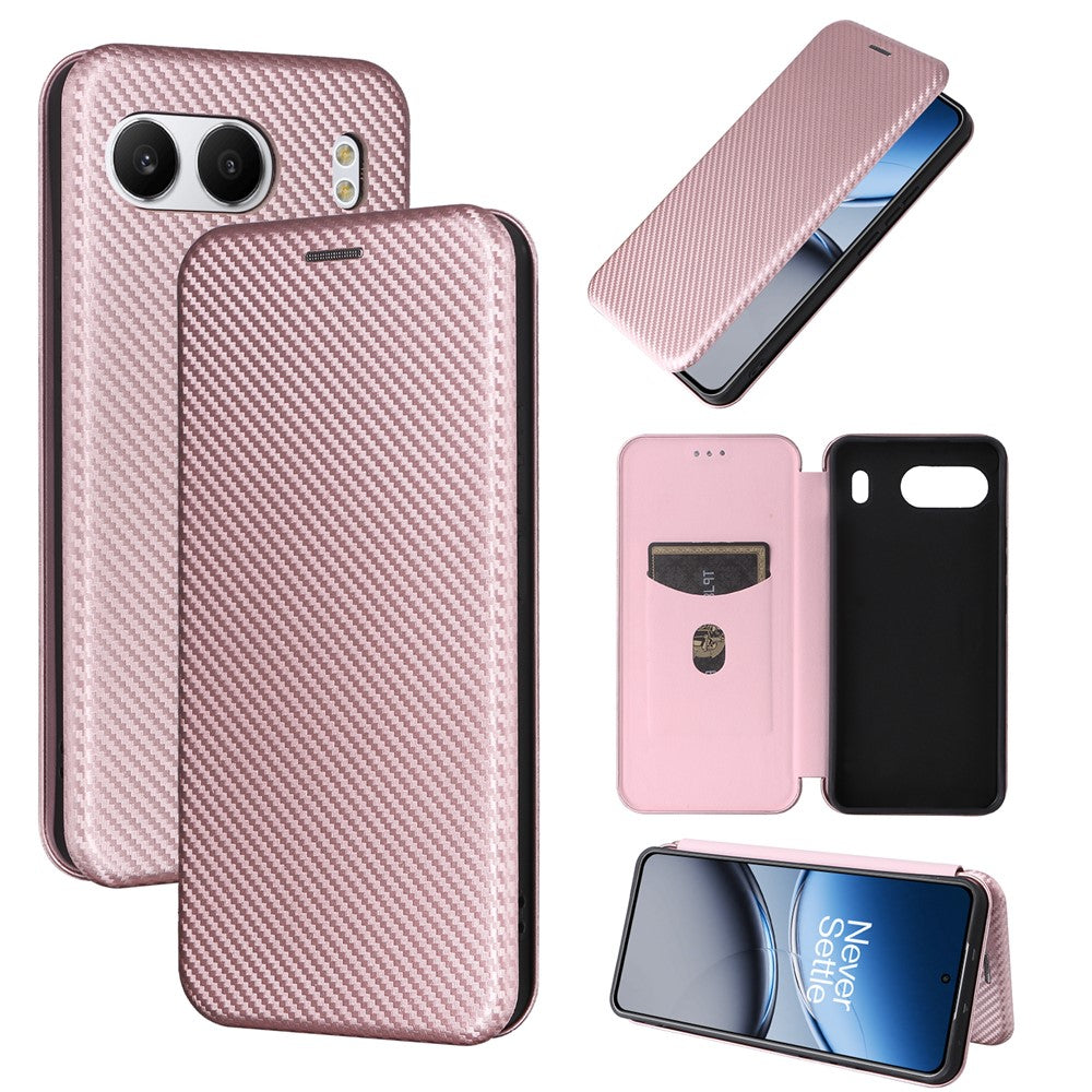 For OnePlus Nord 4 Case Carbon Fiber Texture Drop-Proof PU Leather Phone Cover