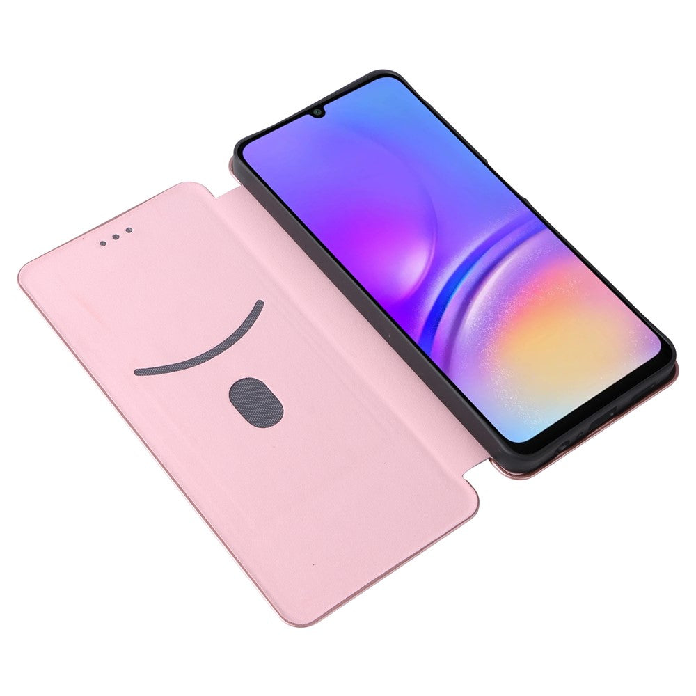 Samsung Galaxy A06 4G-skal i kolfiberstruktur, fallsäkert PU-läder