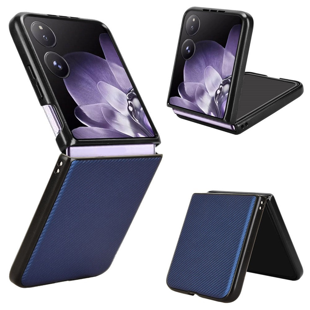For Xiaomi Mix Flip 5G Case Carbon Fiber Texture Shockproof PU+PC Phone Cover
