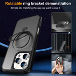 For iPhone 16 Pro Max Case Compatible with MagSafe Ring Holder Kickstand TPU+PC Phone Cover