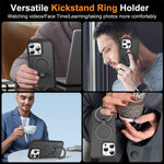 For iPhone 16 Pro Max Case Compatible with MagSafe Ring Holder Kickstand TPU+PC Phone Cover