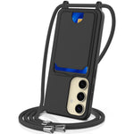 For Samsung Galaxy S23 FE Case Liquid Silicone Card Holder Phone Back Cover with Lanyard