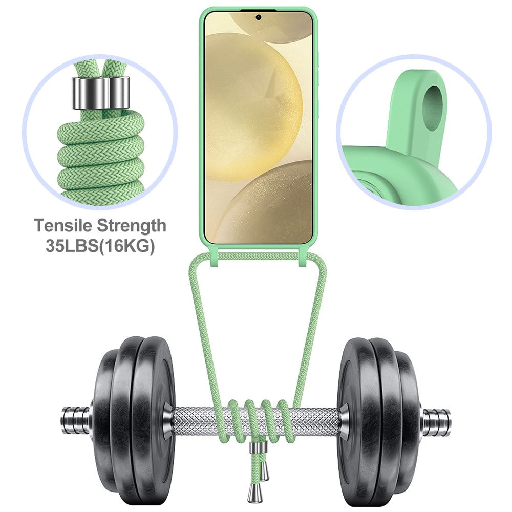 For Samsung Galaxy S23 FE Case Liquid Silicone Card Holder Phone Back Cover with Lanyard