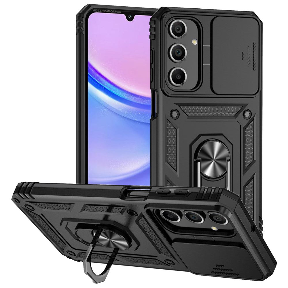 Til Samsung Galaxy A16 5G / A16 4G Cover PC + TPU Telefoncover Linse Ultimativ Beskyttelse Stander