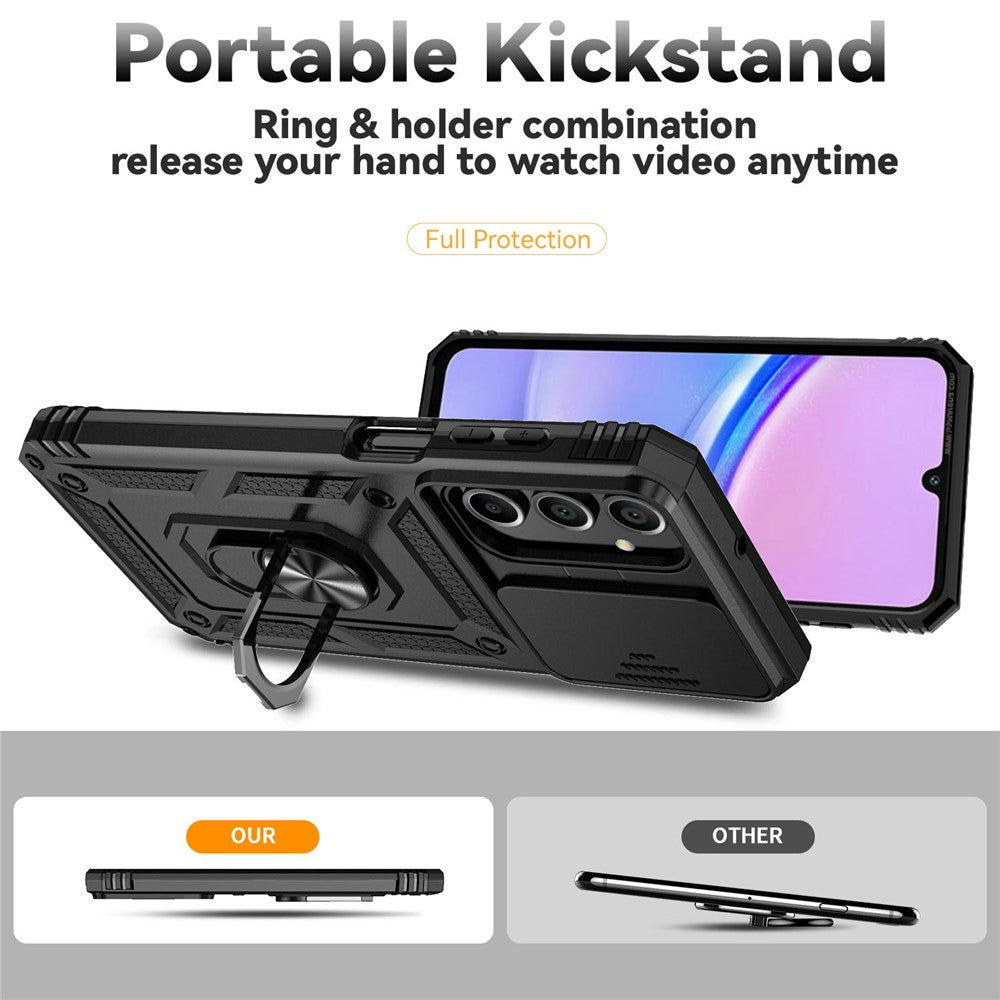 Til Samsung Galaxy A16 5G / A16 4G Cover PC + TPU Telefoncover Linse Ultimativ Beskyttelse Stander