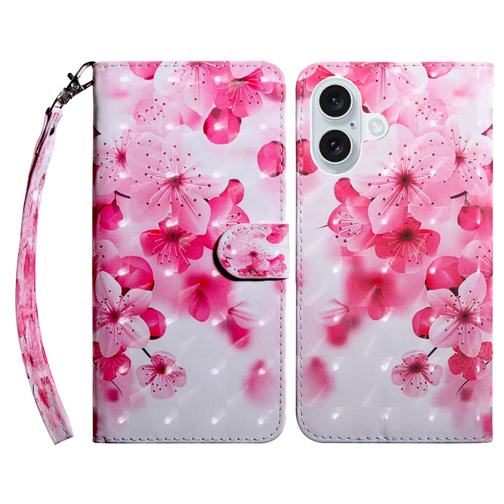 For iPhone 16 Plus Case Stand Pattern Printing Leather Phone Cover