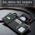 DG.MING M2 Series for Samsung Galaxy Z Flip7 FE 5G / Z Flip6 5G Case PU+PC Phone Cover with Wallet, Strap