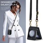 DG.MING M2 Series for Samsung Galaxy Z Flip7 FE 5G / Z Flip6 5G Case PU+PC Phone Cover with Wallet, Strap
