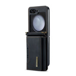 DG.MING M2 Series for Samsung Galaxy Z Flip7 FE 5G / Z Flip6 5G Case PU+PC Phone Cover with Wallet, Strap