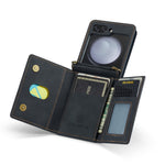 DG.MING M2 Series for Samsung Galaxy Z Flip7 FE 5G / Z Flip6 5G Case PU+PC Phone Cover with Wallet, Strap