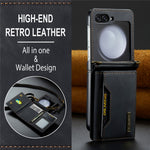 DG.MING M2 Series for Samsung Galaxy Z Flip7 FE 5G / Z Flip6 5G Case PU+PC Phone Cover with Wallet, Strap