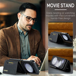 DG.MING M2 Series for Samsung Galaxy Z Flip7 FE 5G / Z Flip6 5G Case PU+PC Phone Cover with Wallet, Strap