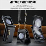 DG.MING M5 Series for Samsung Galaxy Z Flip7 FE 5G / Z Flip6 5G Case RFID Blocking Card Slots PU+PC Phone Cover