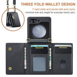 DG.MING M5 Series for Samsung Galaxy Z Flip7 FE 5G / Z Flip6 5G Case RFID Blocking Card Slots PU+PC Phone Cover