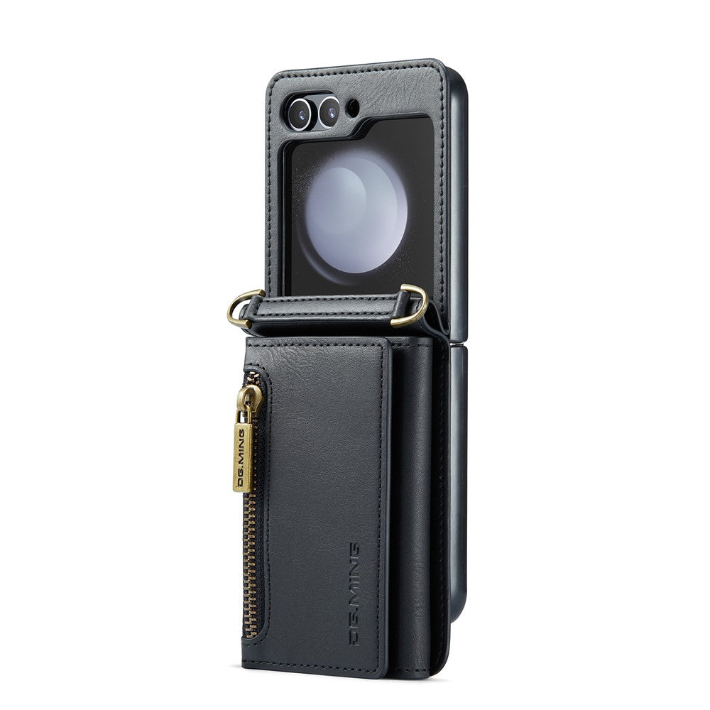 DG.MING M5 Series for Samsung Galaxy Z Flip7 FE 5G / Z Flip6 5G Case RFID Blocking Card Slots PU+PC Phone Cover