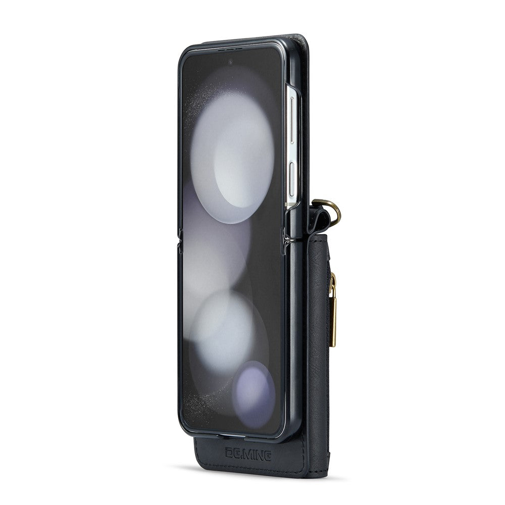 DG.MING M5 Series for Samsung Galaxy Z Flip7 FE 5G / Z Flip6 5G Case RFID Blocking Card Slots PU+PC Phone Cover