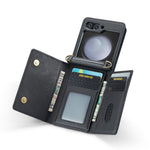 DG.MING M5 Series for Samsung Galaxy Z Flip7 FE 5G / Z Flip6 5G Case RFID Blocking Card Slots PU+PC Phone Cover