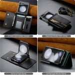 DG.MING M5 Series for Samsung Galaxy Z Flip7 FE 5G / Z Flip6 5G Case RFID Blocking Card Slots PU+PC Phone Cover