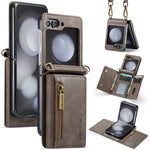 DG.MING M5 Series for Samsung Galaxy Z Flip7 FE 5G / Z Flip6 5G Case RFID Blocking Card Slots PU+PC Phone Cover