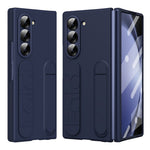 Samsung Galaxy Z Fold5 5G-skal med stativ, armband, PC-mobilskydd med härdat glasfilm