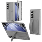 Samsung Galaxy Z Fold5 5G-skal med stativ, armband, PC-mobilskydd med härdat glasfilm