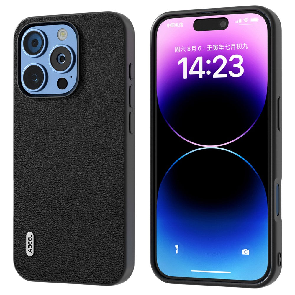ABEEL Til iPhone 16 Pro Cover Ægte Koskind Belagt PC+TPU Telefoncover