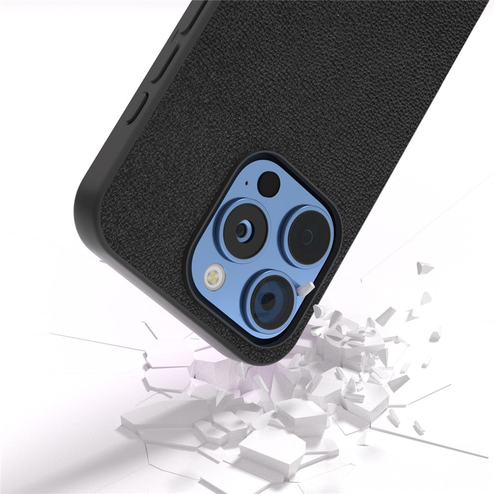 ABEEL For iPhone 16 Pro Case Genuine Cow Leather Coated PC+TPU Phone Cover