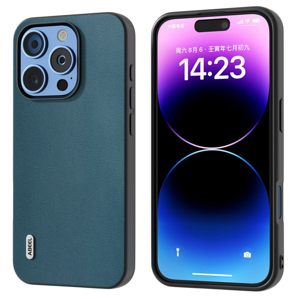 ABEEL Fodral för iPhone 16 Pro Äkta Koläder+PC+TPU Skyddande Mobilskal
