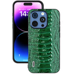 ABEEL For iPhone 16 Pro Max Case Crocodile Texture Genuine Cow Leather+TPU+PC Phone Cover