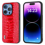 ABEEL For iPhone 16 Pro Case Crocodile Texture Genuine Cow Leather+TPU+PC Phone Cover