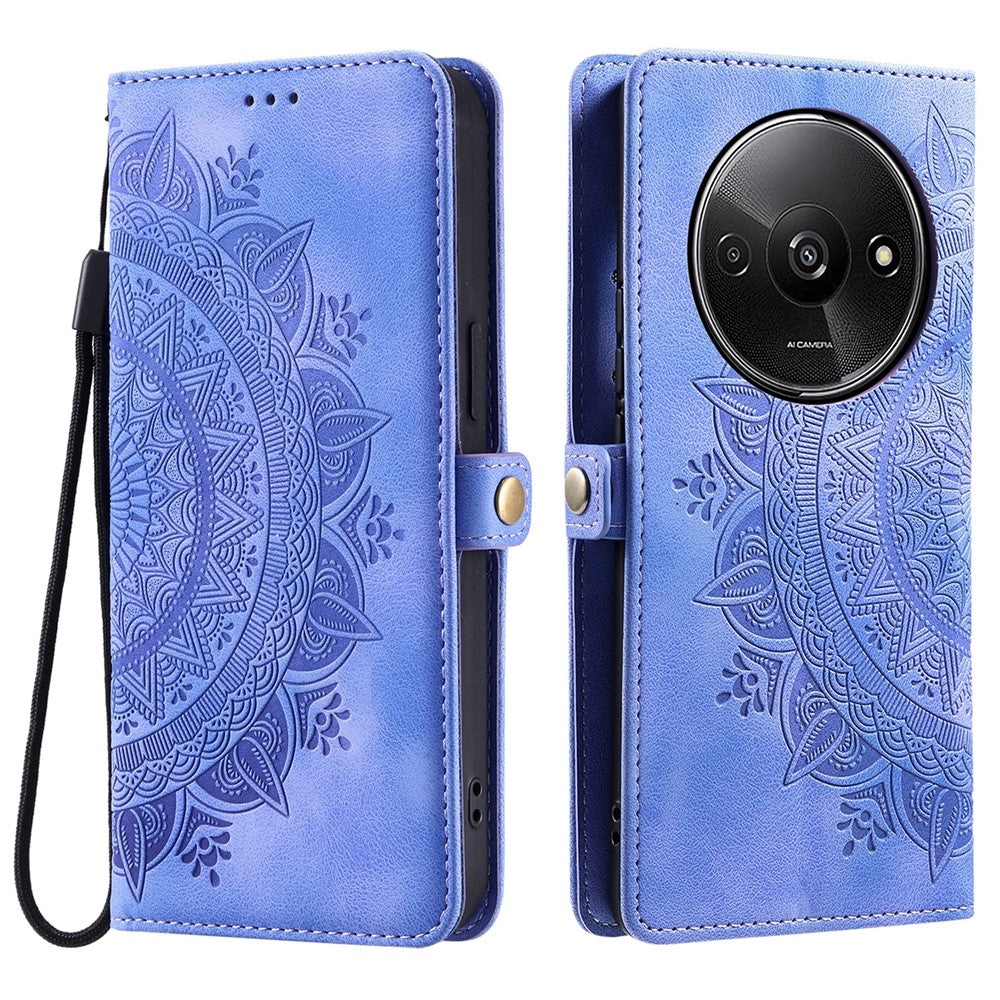 Style 016 For Xiaomi Poco C61 4G / Redmi A3 4G Case Skin Feel Totem Imprinted Wallet Leather Phone Cover