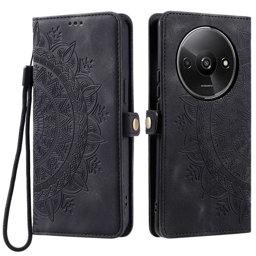 Style 016 For Xiaomi Poco C61 4G / Redmi A3 4G Case Skin Feel Totem Imprinted Wallet Leather Phone Cover