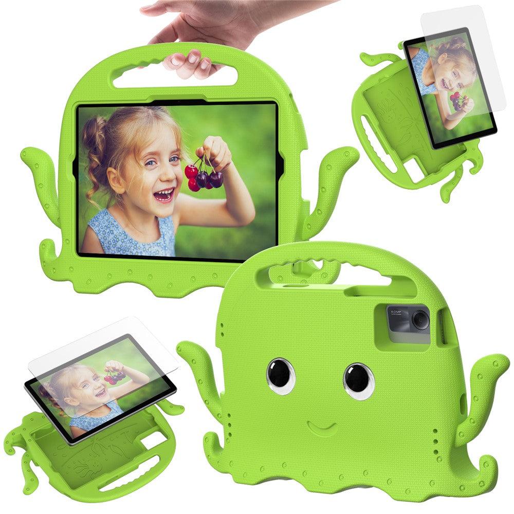 Samsung Galaxy Tab A11+ / A9+ / S7 / S8 / S9 / S10 FE / S9 FE / Redmi Pad SE / Pad 2 11 / Pad 6 / Lenovo Tab K11 Gen 2 / Idea Tab / Xiaoxin Pad 11 2025 skal tecknad bläckfisk surfplatta
