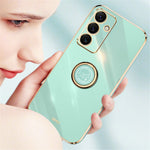 XINLI For Samsung Galaxy S24 FE Case Ring Kickstand Electroplating TPU Phone Cover