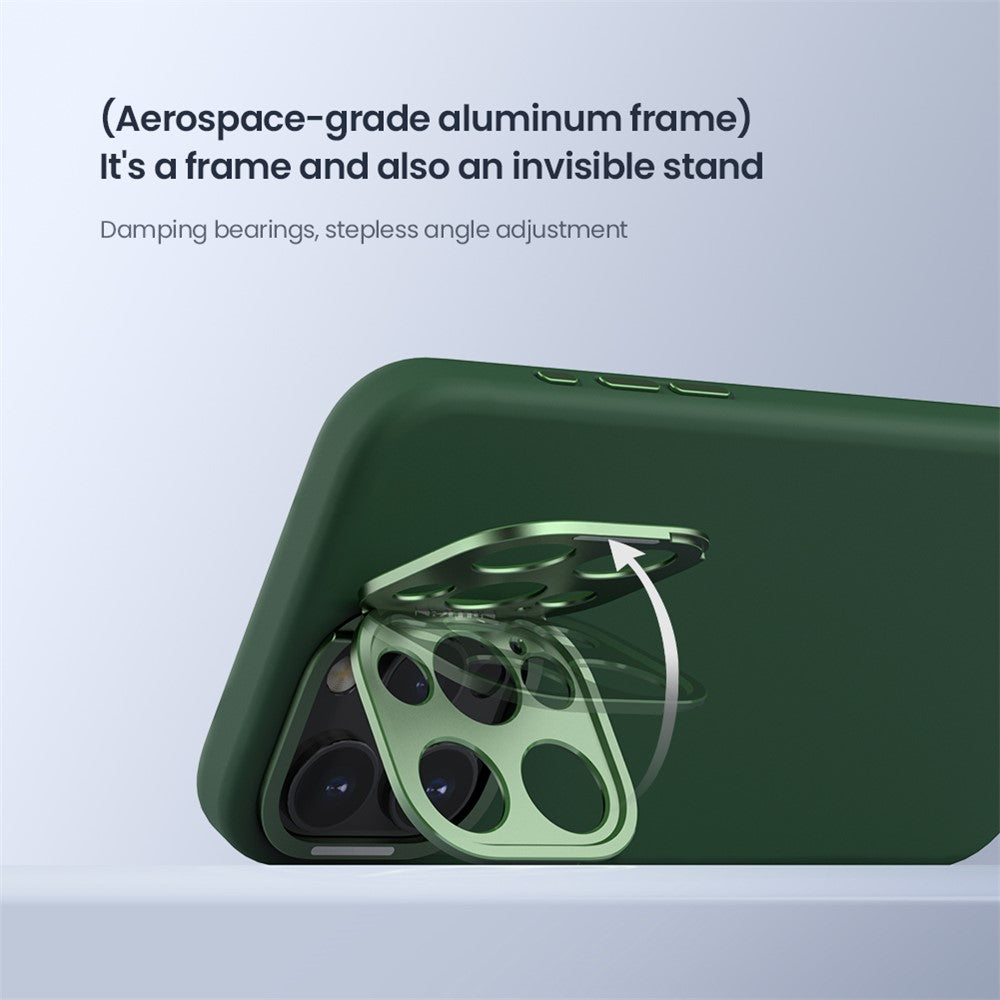 NILLKIN Lenswing Prop For iPhone 16 Pro Max Case Compatible with MagSafe Camera Lens Frame Kickstand Soft Silicone Phone Cover